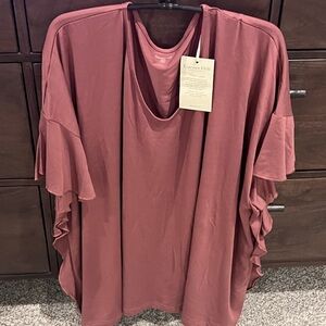 Garnett Hill Flutter Sleeve Tencil Knit Top